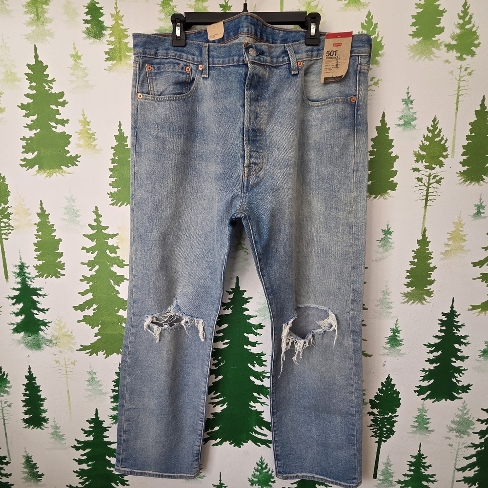 Levi's 501 40x30 Blue Distressed Jeans